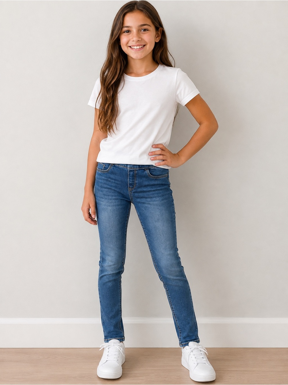 Old Navy Girls Skinny Jeans Size L 10-12 Blue Adjustable Waist Kids Denim